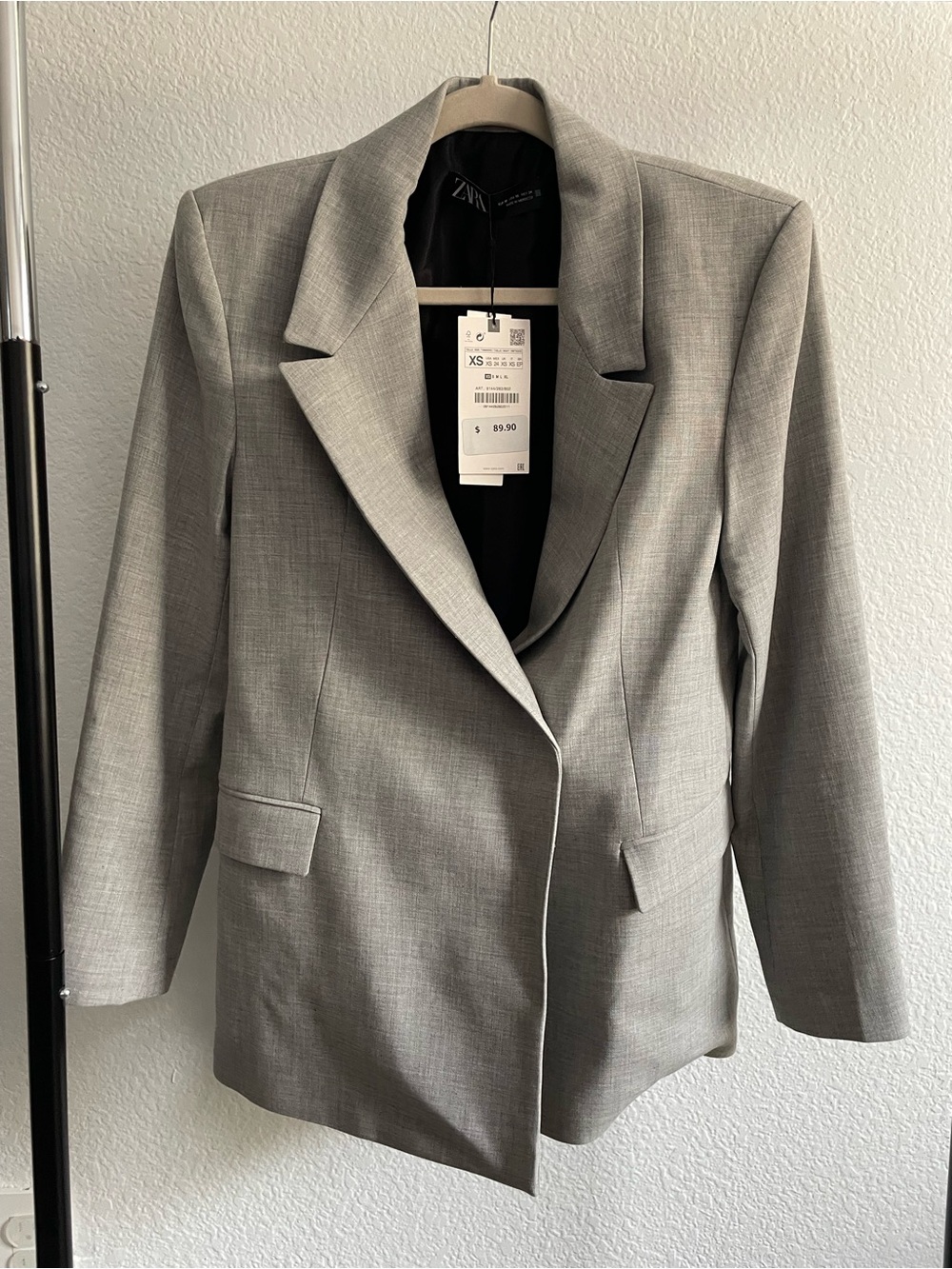 Zara Light Gray Single-Breasted Blazer